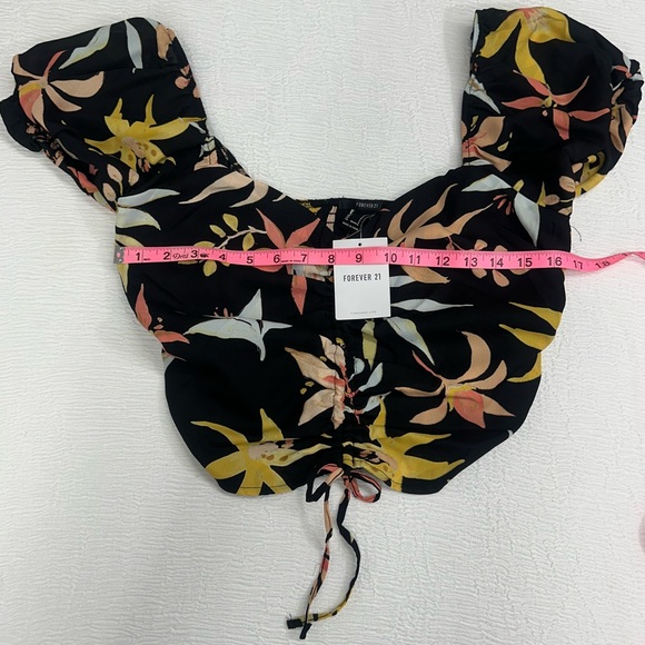 Forever 21 Yellow Ruched Tie Front Blouse - Picture 4 of 6